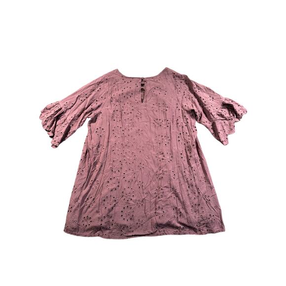 Torrid Mini Challis Eyelet Dress Women’s Size 4X Plus Rose Taupe Bell Sleeve NEW - Picture 13 of 16